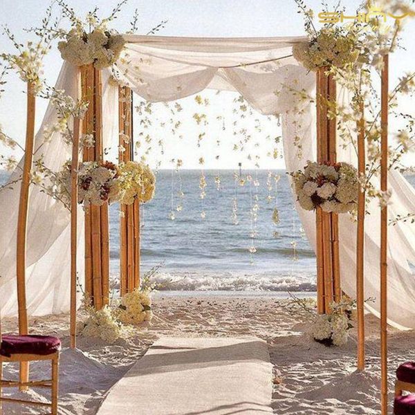 

white chiffon curtains 2 pieces 59x120 inch outdoor tulle backdrop curtain rod pockets chiffon backdrop for wedding-m191008
