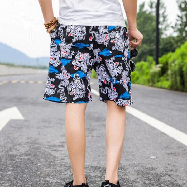 

cool deagon casual men shorts men pant summer beach boardshorts drawstring short knee length printed bermuda homme streetwear, White;black