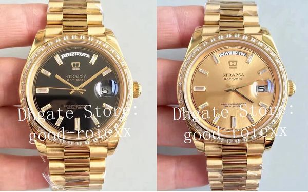 Uhren für Männer Automatik Cal.3255 Eta Uhr Herren EW Version Tag Zeit Datum Champagner Golden Diamant Gold EWF 228398 Armbanduhren