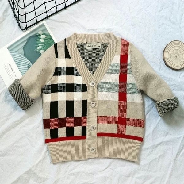 

kids designer knit cardigan boys and girls brand sweater children striped print cloyhing minimalism casual style new fashion quality, Blue