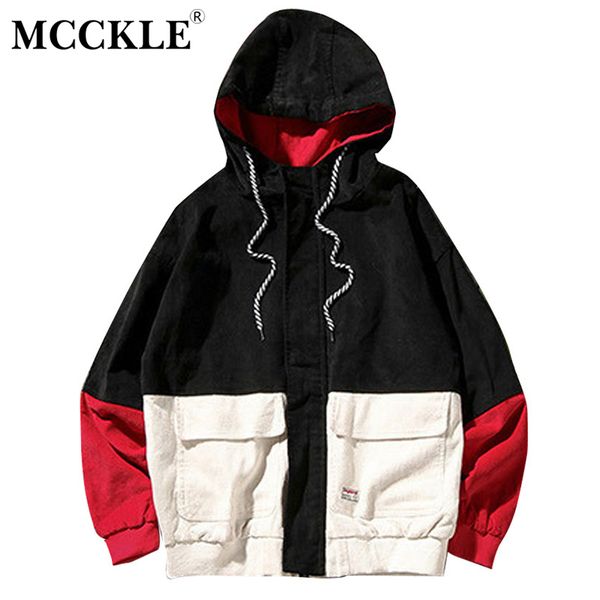 

mcckle 2017 осенний цвет блока лоскутное вельветовые куртки с капюшоном мужчины хип-хоп толстовки пальто мужской свободного покроя уличная в, Black;brown
