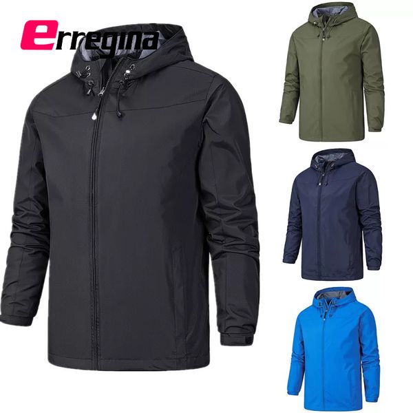 

erregina men fashion waterproof jacket black/green/blue/dark blue/khaki/red trench coat jackets windproof coat for running, Tan;black