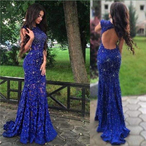 Sexy Royal Blue 2020 Mermaid Prom Dresses Evening Maxi Dress
