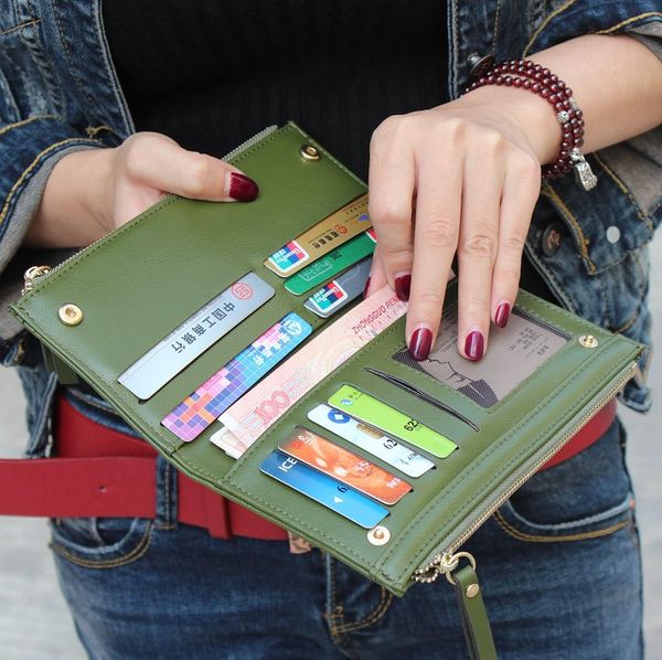 

2019 new fashion long pu women wallet clutch women's purse phone wallet female case phone pocket femme carteira, Red;black