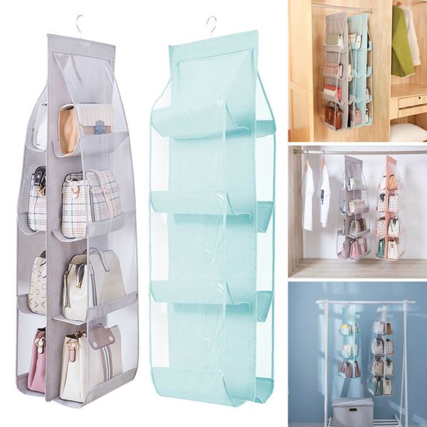 

6/8 pockets in wardrobe clear foldable hanging storage pockets organiser