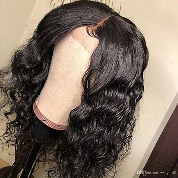 

4x4 кружева закрытие парик человеческих волос парик глубокая волна человеческих волос бразильские волосы кружева перед парики, Black