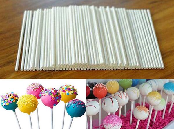 100 Stück Pop Tools Sucker Sticks Schokoladenkuchen Lollipop Lolly Candy Making Mold Weiß