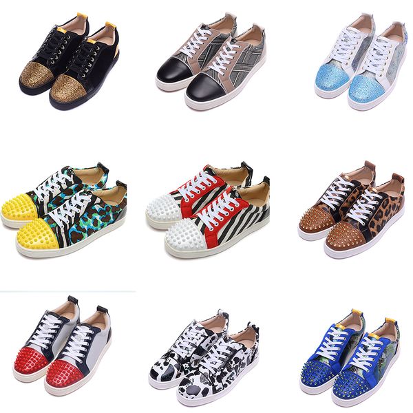 

2019 new arrival brand designer luxury leather low men red bottoms shoes sport outdoor sneakers running shoes for flats women casual boots, Black