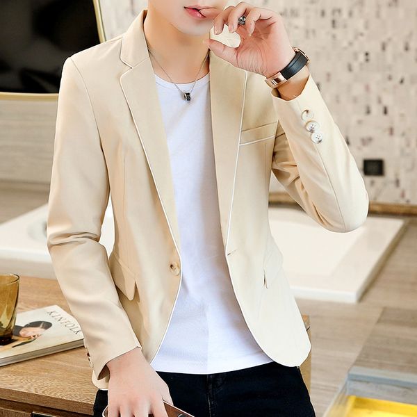 

2020 men selvage thin blazer youth spring clothing handsome blazer trend casual formal dress, White;black