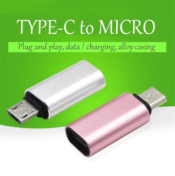 

100pcs type-c to micro aluminum alloy data line adapter expansion head for samsung huawei xiaomi oppo and other mobile tablets