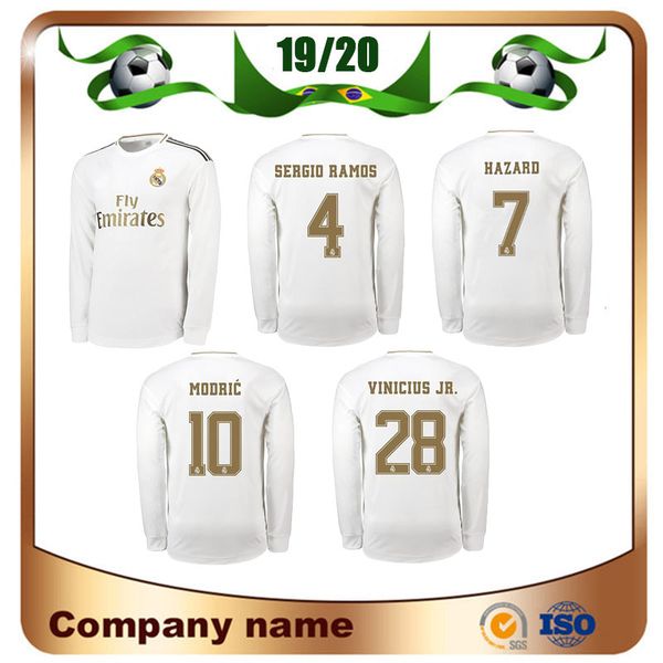 

19/20 Long Sleeve Real Madrid #7 HAZARD Soccer Jersey 2019 Home RAMOS MODRIC ASENSIO Shirts ISCO VINICIUS JR Football Uniform
