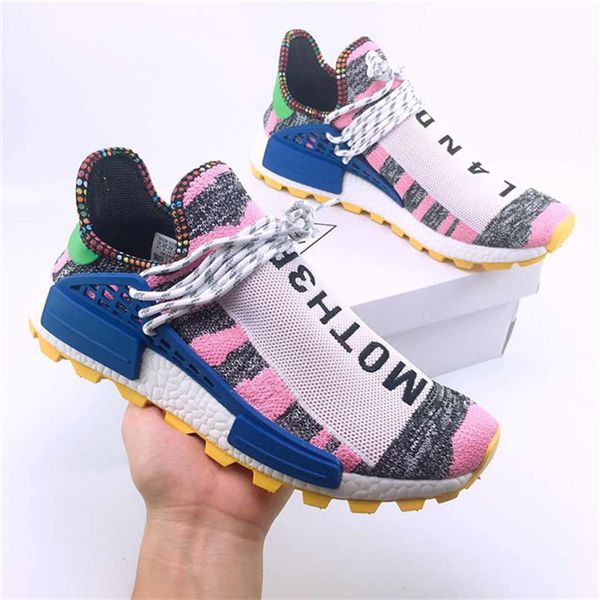 

2021 human race wholesale pharrell williams casual shoes creme solar pack holi sport men women pharell runner racer athletic sneaker 36-47, Black