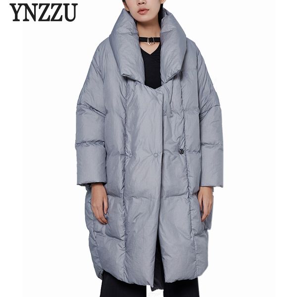 

new design 2019 luxury womens down jacket solid color casual loose 90% white duck down coat warm oversized female jacket ao376, Black