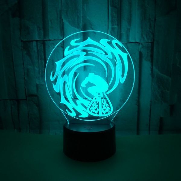 

originality gift mark wave 3d small night-light surfing 3d led small night-light surfing 3d vision small desk lamp