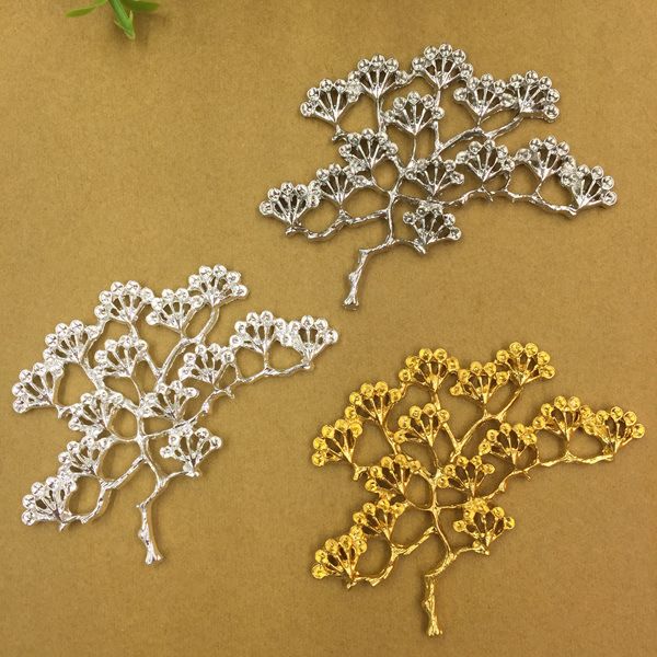 

10pcs/lot 66x53mm metal tree flower motif for diy necklace jewelry making findings components handmade craft supplies wholesale, Blue;slivery