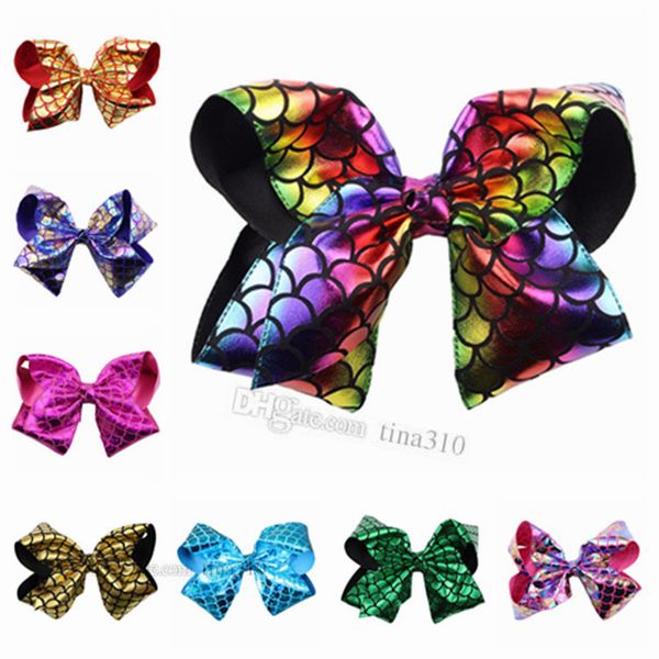 

12 styles of 20cm fish scale bow hair clips female baby butterfly hair clips children's party favor party headdress party gift t2g5010