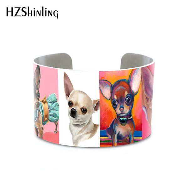 

new arrival 2019 lovely chihuahua dog cuff bracelet dog lovers metal bangle adjustable cuffs hand craft jewelry, Black