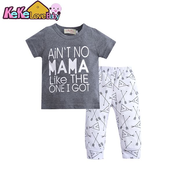 

2020 summer newborn infant baby boy clothing set cotton letter t-shirt arrow pants 2pcs outfits toddler boys clothes sets, White
