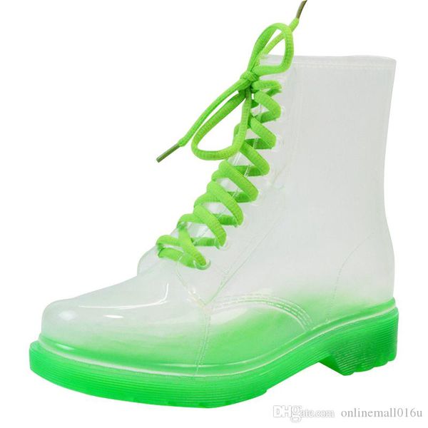 

2017 new arrival 14 colors transparent rain boots women waterproof martin boots water jelly shoes, Black