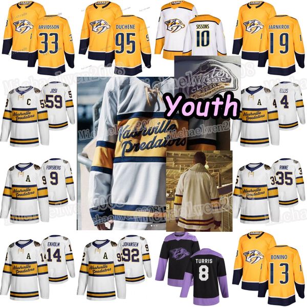 

youth 2020 winter classic nashville predators jersey roman josi pekka rinne matt duchene ryan ellis ryan johansen filip forsberg ekholm, Black;red