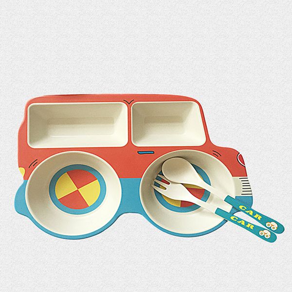 

car shaped bowl for baby cute tableware car compartment natural bamboo fiber bowl with cup children's tableware