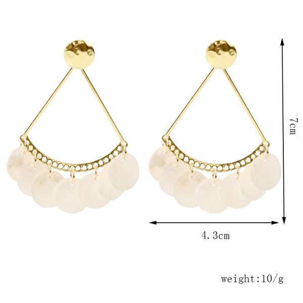

gold handmade shell seashell disc earrings party jewelry, Silver