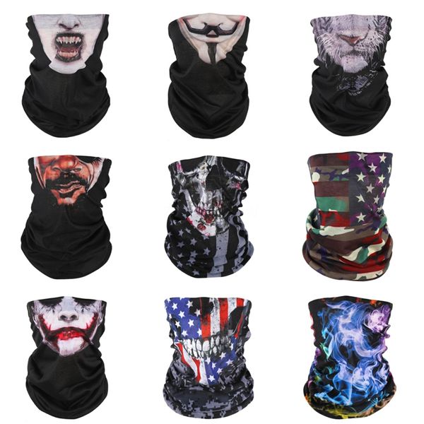 

3d animal seamless magic neck gaiter face mask balaclava shield camping cycling fishing biker bandana headband skull scarf men women#373, Blue;black