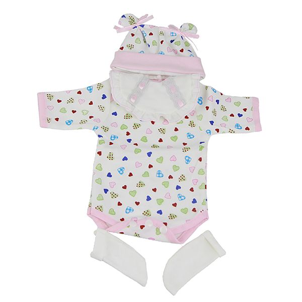 

hearts printed romper hat set outfits for 16-17inch reborn baby girl doll