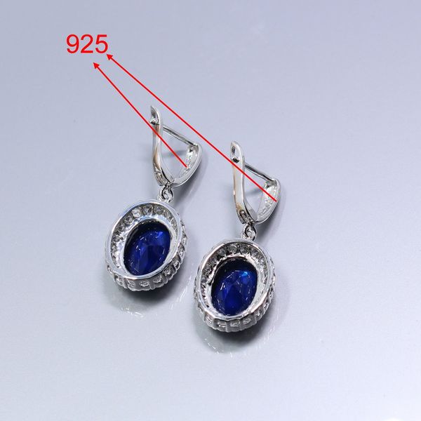 

2017 new style blue zircon ring size 6# 7# 8# 9# 10# gift box 925 sterling silver flower five-jewelry sets for women w248, Slivery;golden