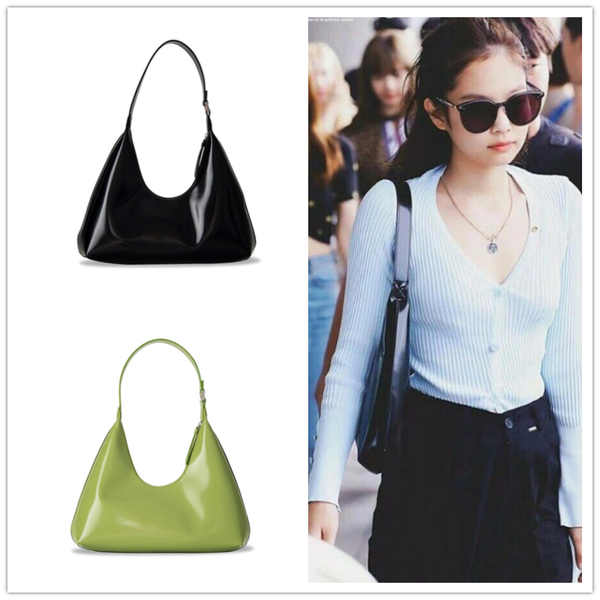 

multicolor patent leather half moon bag portable fluorescent green underarm shoulder bag female 2019 crescent bright pochette