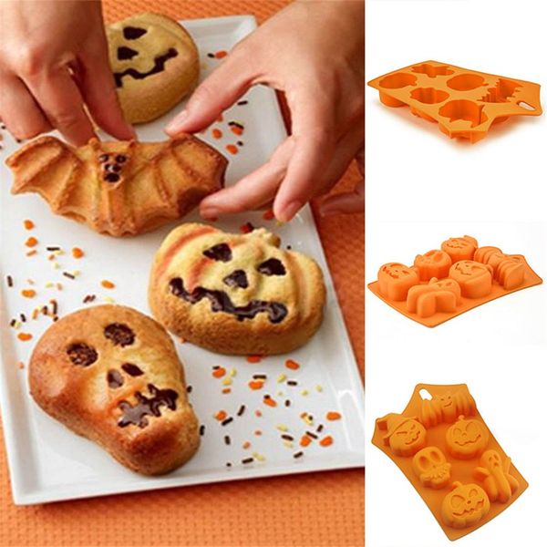 

halloween silicone baking molds cake molds muffin mold pumpkin bat skull ghost shape ice cookies chocolate mold baking tools jk1909
