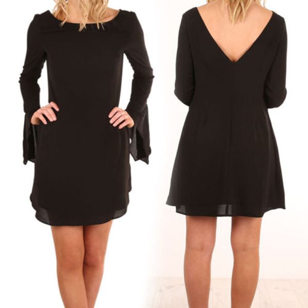 

women flare sleeve chiffon dress summer black casual dress party mini dresses backless lady dress clothes