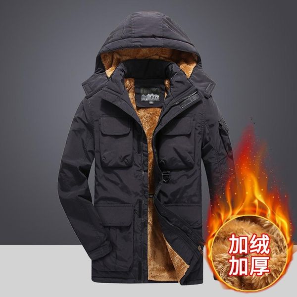 

fashion men's autumn winter warm windproof overcoat mountaineering suit casual pocket cotton-padded clothes sport coat 2019, Blue;black