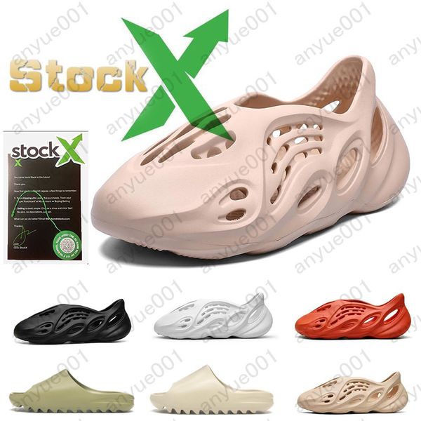 

сток x дешевые кости мужские роскошные дизайнерские тапочки пены бегун канье уэст пустыня песок смолы пляж женщины мужчины слайды тапочки са, Black