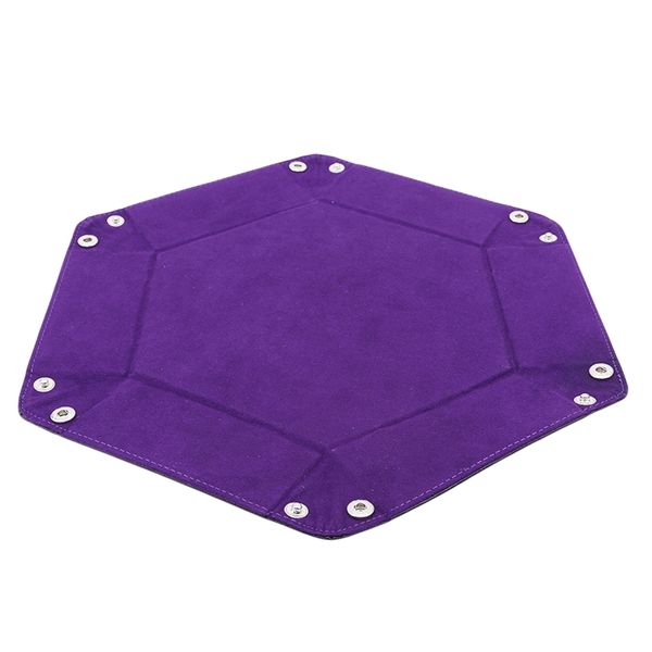 

new pu leather folding hexagon dice tray purple dice box for rpg dnd games dice storage case 2020 sale