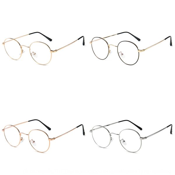 

men's and women's plain round myopia glasses metal frame kick-off myopia glasses frame, Silver