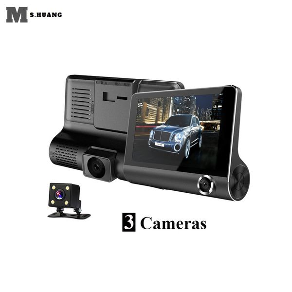 

3 camera lens g-sensor hd car rearview mirror car dvr dash cam rear view170 degree night vision registrator dashcam