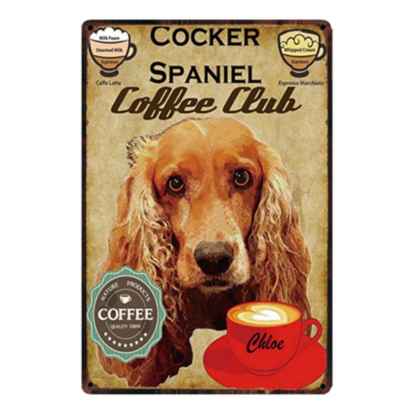 

kelly66 ] cocker spaniel dogs metal sign tin poster home decor bar wall art painting 20*30 cm size y-2037
