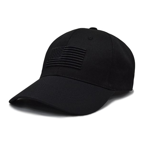 

breathable anti-uv baseball cap with adjustable back closure american flag embroidered cotton hat headwear outdoor sports wear, Black;white