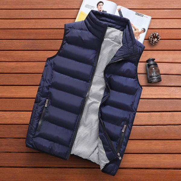 

2019 brand mens jacket vests new winter sleeveless jackets male waistcoat men casual solid zipper coat overcoat warm outwear 5xl, Black;white