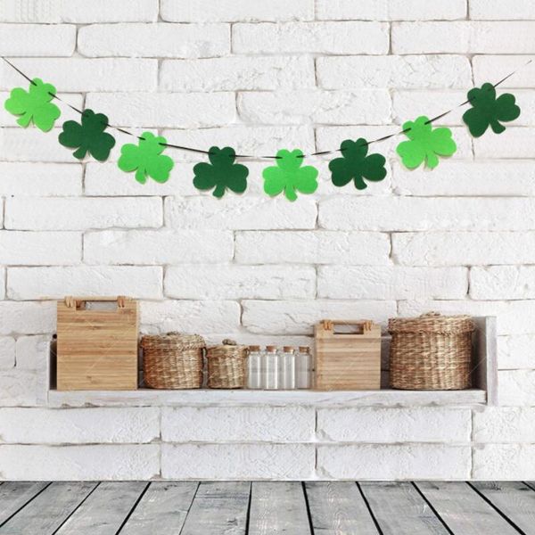 

clover garland ленты баннер зеленый святой патрик день украшение для вечеринок украшения лаки ирландских партий висячих украшений гарланда