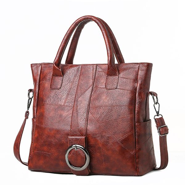 

new retro washed leather shoulder bag women's handbag large soft pu leather lady tote women's messenger bags crossbody bag 2019