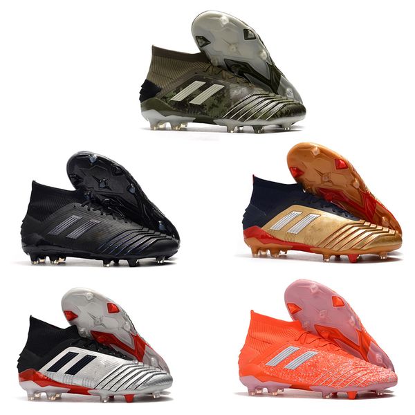 

predator 19+ 19.1 fg ag pp paul pogba 25th anniversary golden mens boys soccer football shoes 19+x cleats boots taquets size 39-45, Black