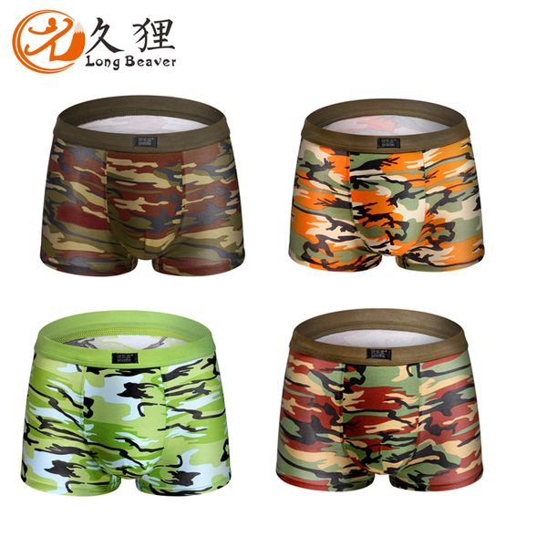 

summer men's underwear army green camouflage print boxer pants modal men's boxer head, Black;white