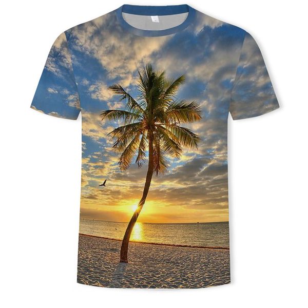

mens designer summer dress hawaii coconut tree digital printing short sleeve t-shirt men, White;black
