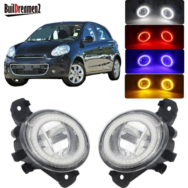 

car fog light led angel eye daytime running light drl fog lamp 4000lm 12v for micra march 4/iv (k13) hatchback 2010-2018