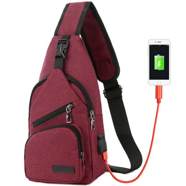 

fashion shoulder-sling chest bag usb charging chest bag leisure travel