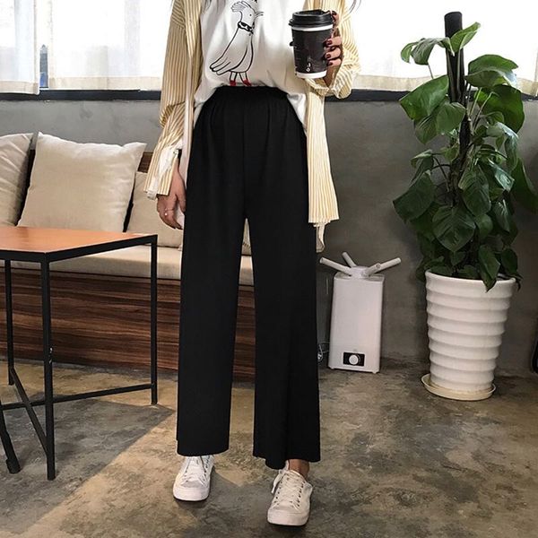 

a276-summer trendy one button skinny pants wide leg pants, Black