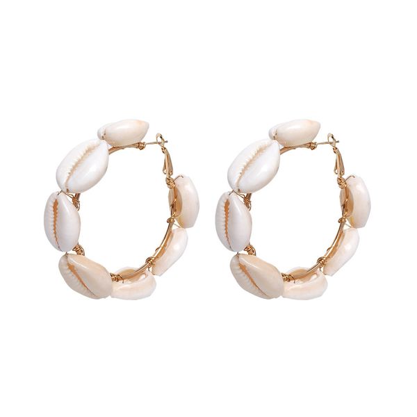 

boho summer earrings sea shell hoop earrings for women girls big conch 2019 bohemian beach holiday jewelry, Golden;silver