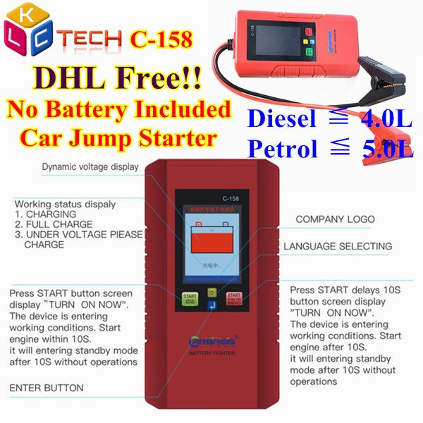 

dhl fast 5pcs c158 car jump starter great discharge rate diesel petrol 12v car battery power bank c-158 for vehicle
